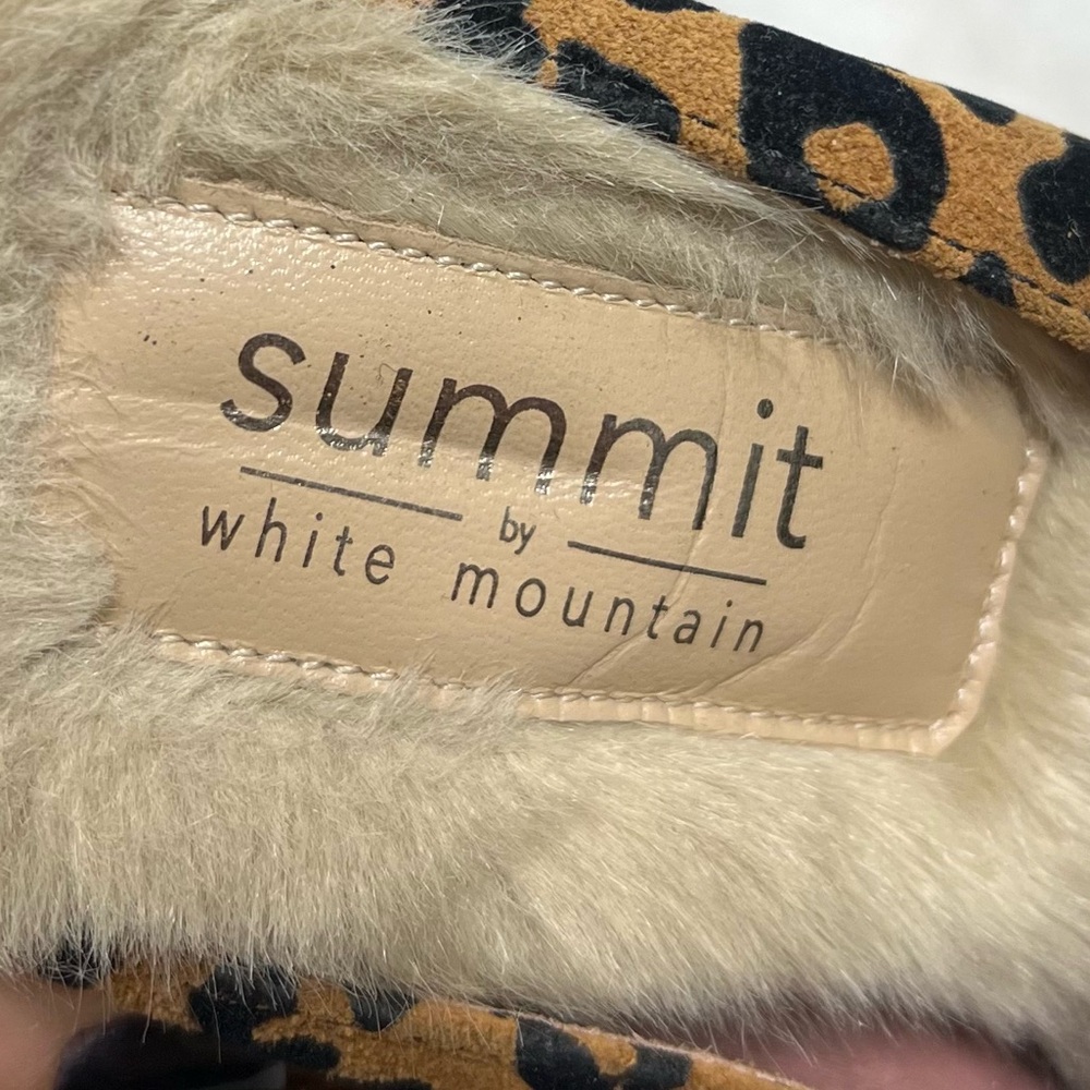 Summit White Mountain Suede Leopard Print Mules Buckle Accent Faux Fur Size 9.5 - Picture 11 of 16